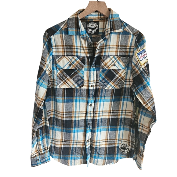 Angry Minnow Hamm's Beer Patch Plaid Flannel Button Down - Picture 2 of 11